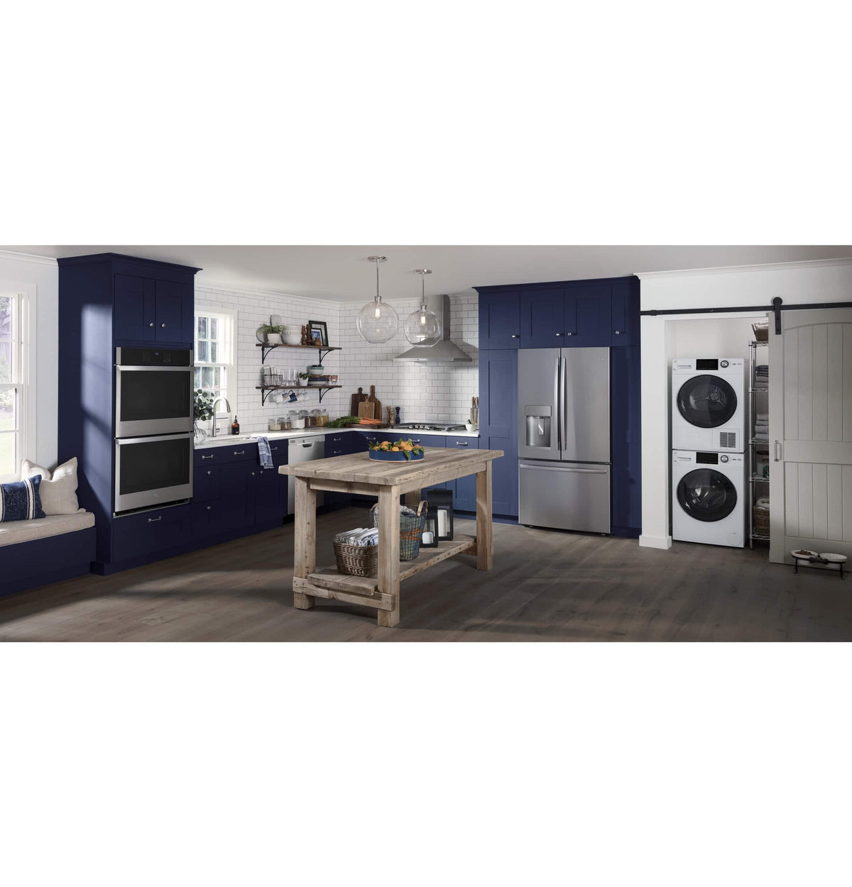 GE – 2.4 Cu. Ft. High Efficiency Stackable Front Load Washer with Steam and Sanitize – White