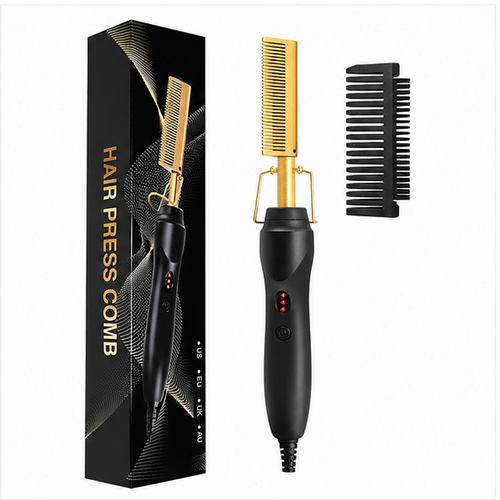 2-in-1 Electric Hair Straightening Comb Heated Hair & Beard Styling Brush - Prioka