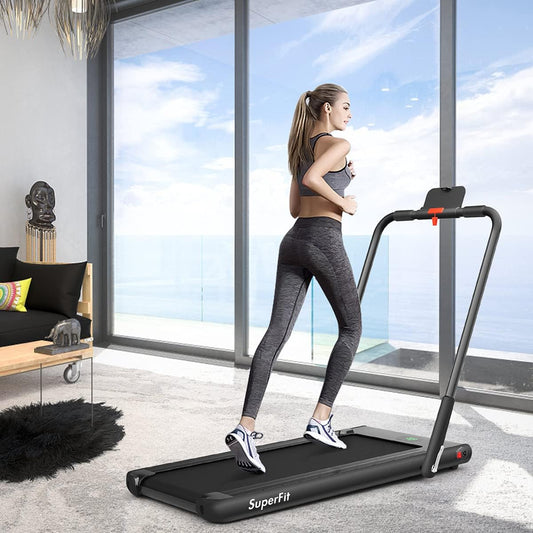 2 in 1 Folding Treadmill, 2.25HP Under Desk Electric Superfit Treadmill - Prioka