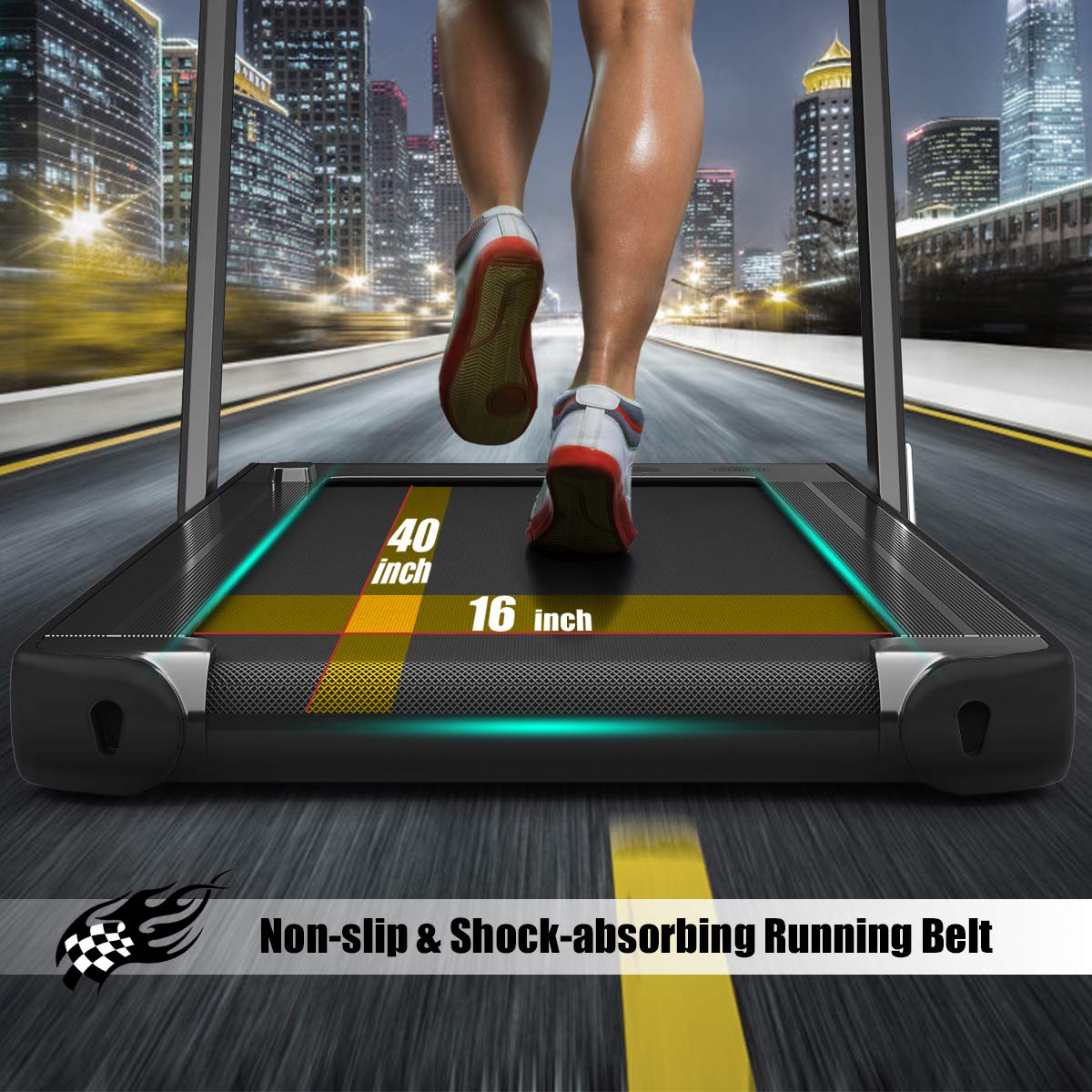 2 in 1 Folding Treadmill with Dual Display, 2.25HP Superfit Under Desk Electric Pad - Prioka