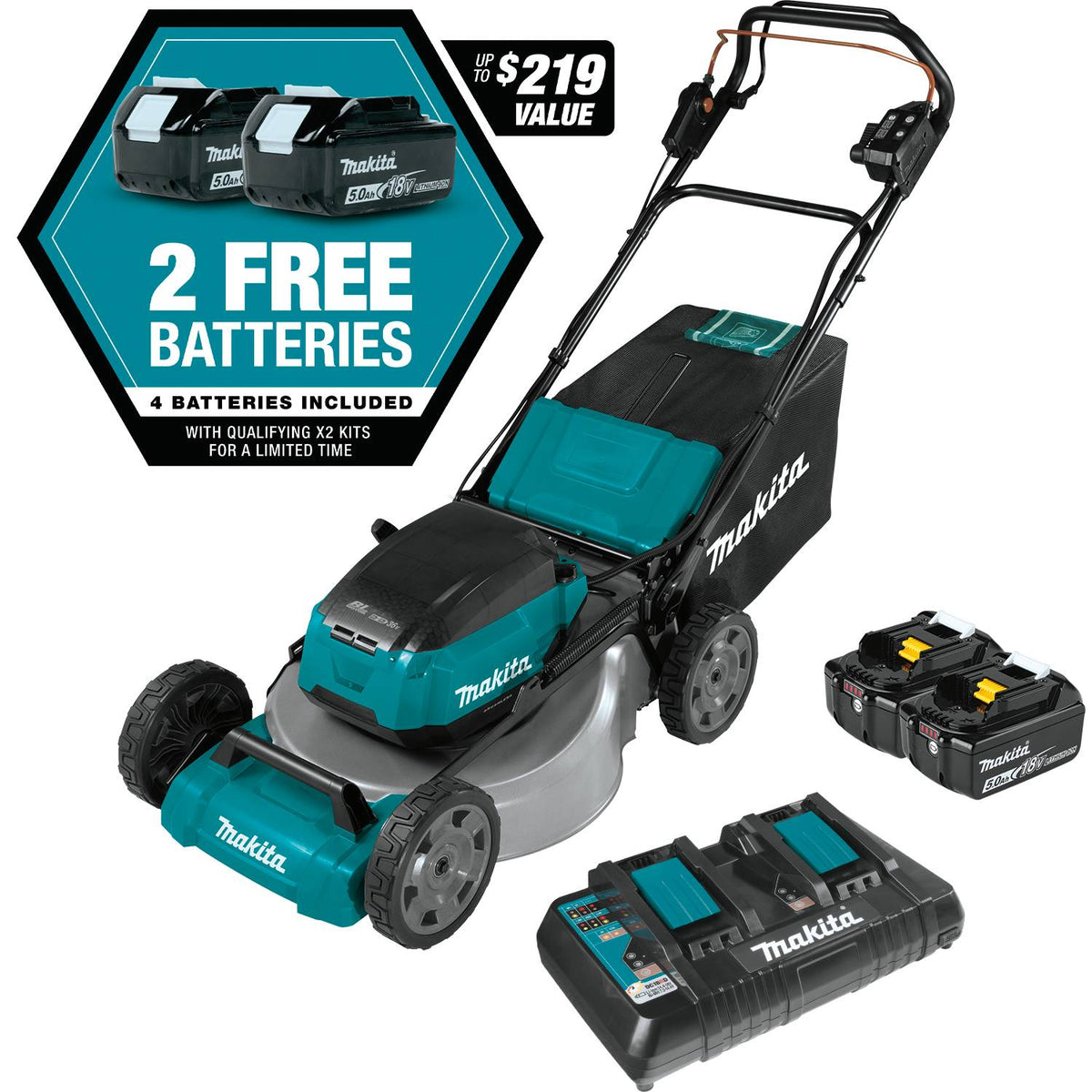 21 in. 18-Volt X2 (36-Volt) LXT Lithium-Ion Cordless Walk Behind Self Propelled Lawn Mower Kit with 4 Batteries (5.0 Ah) - Prioka