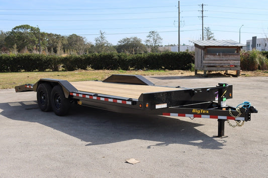 22 Foot Big Tex Heavy Duty with Drive-Over Fender Black Equipment Trailer (14DF-19BK+3KR) - Prioka