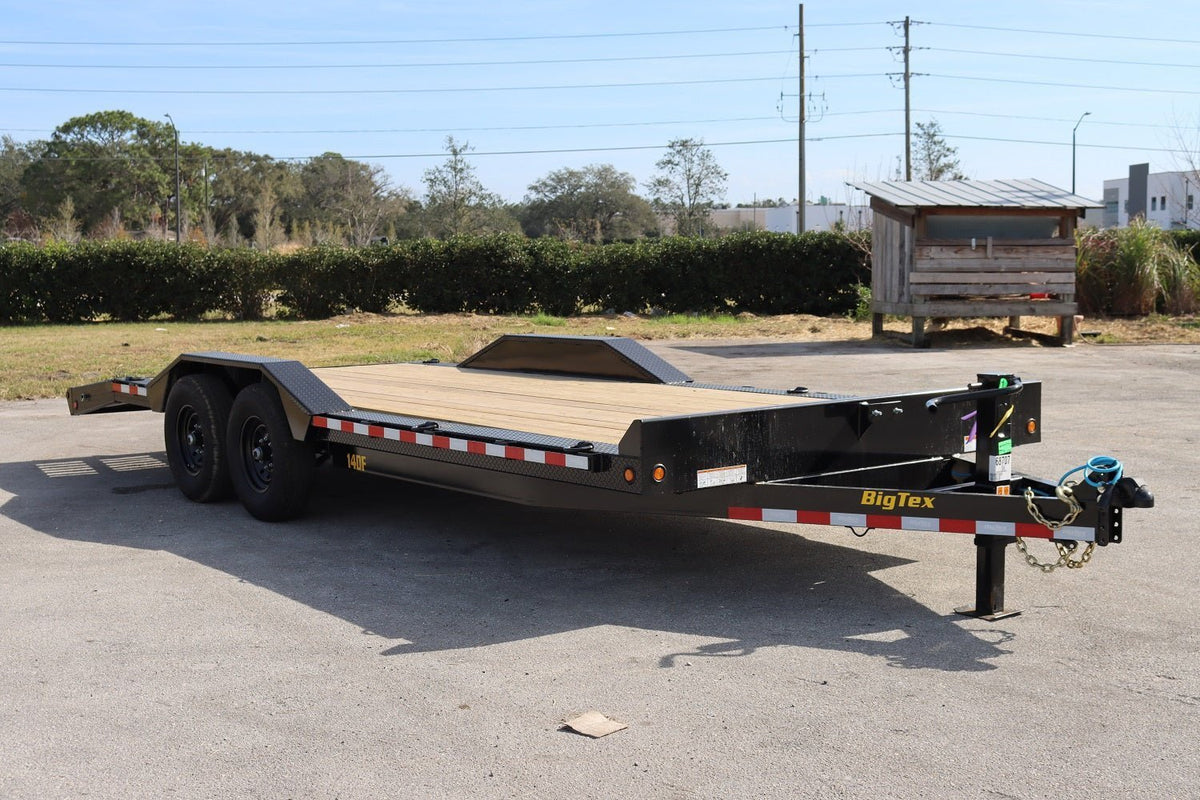22 Foot Big Tex Heavy Duty with Drive-Over Fender Black Equipment Trailer (14DF-19BK+3KR) - Prioka