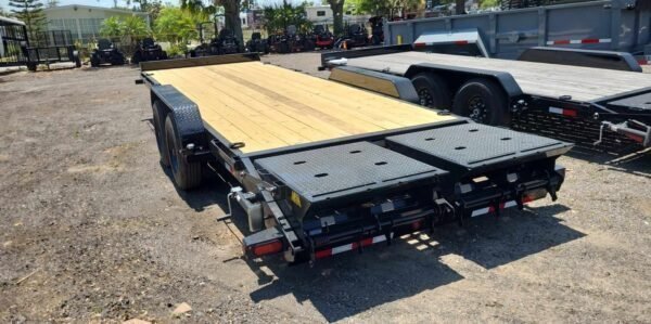 22 Foot Big Tex Super Duty Tandem Axle with Mega Ramp Black Equipment Trailer (16ET-19BK+3MR) - Prioka