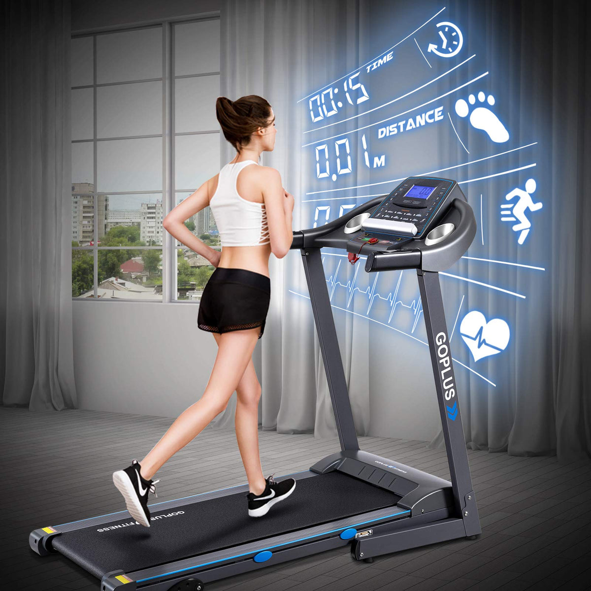 2.25HP Folding Treadmill with Incline, Superfit Electric Treadmill - Prioka
