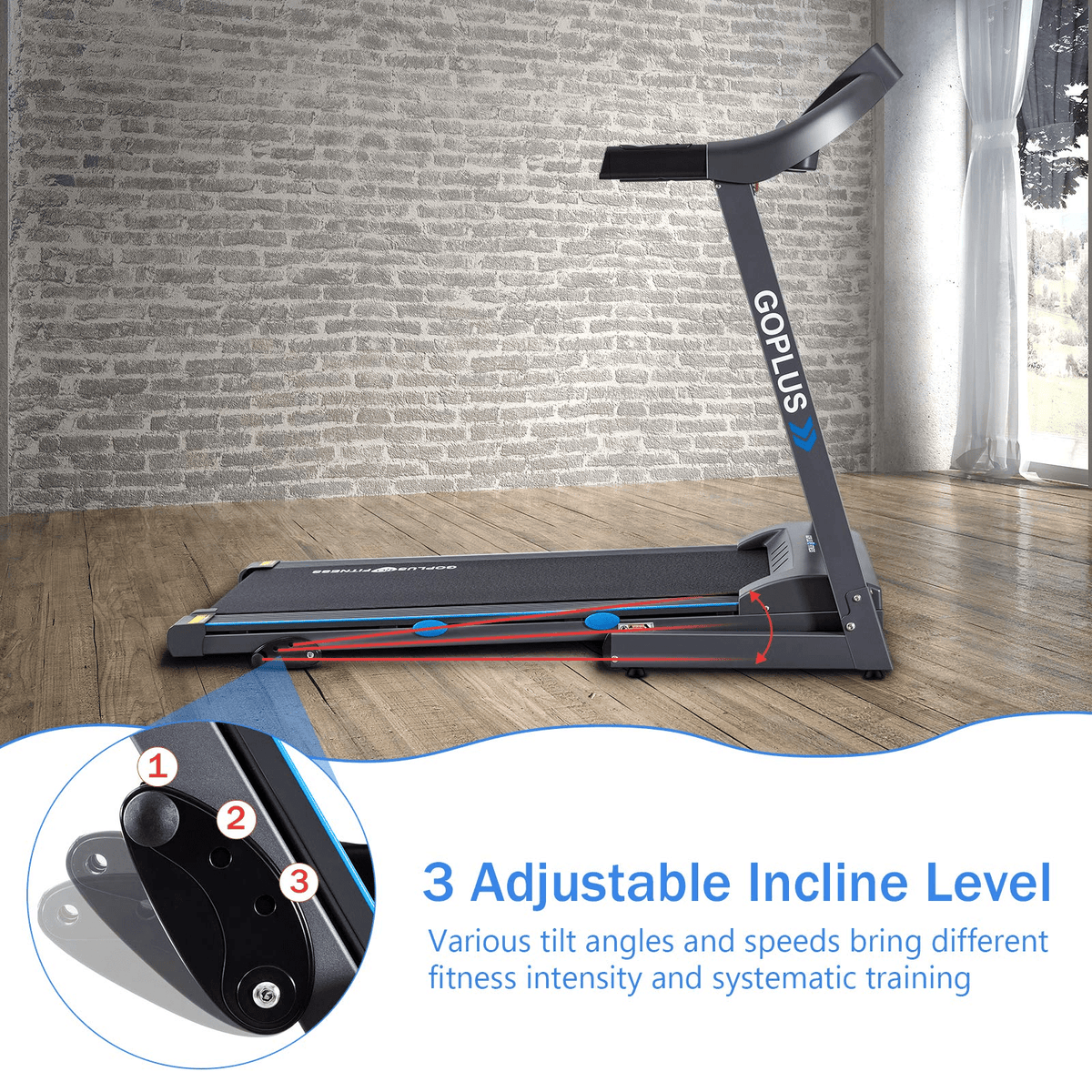 2.25HP Folding Treadmill with Incline, Superfit Electric Treadmill - Prioka