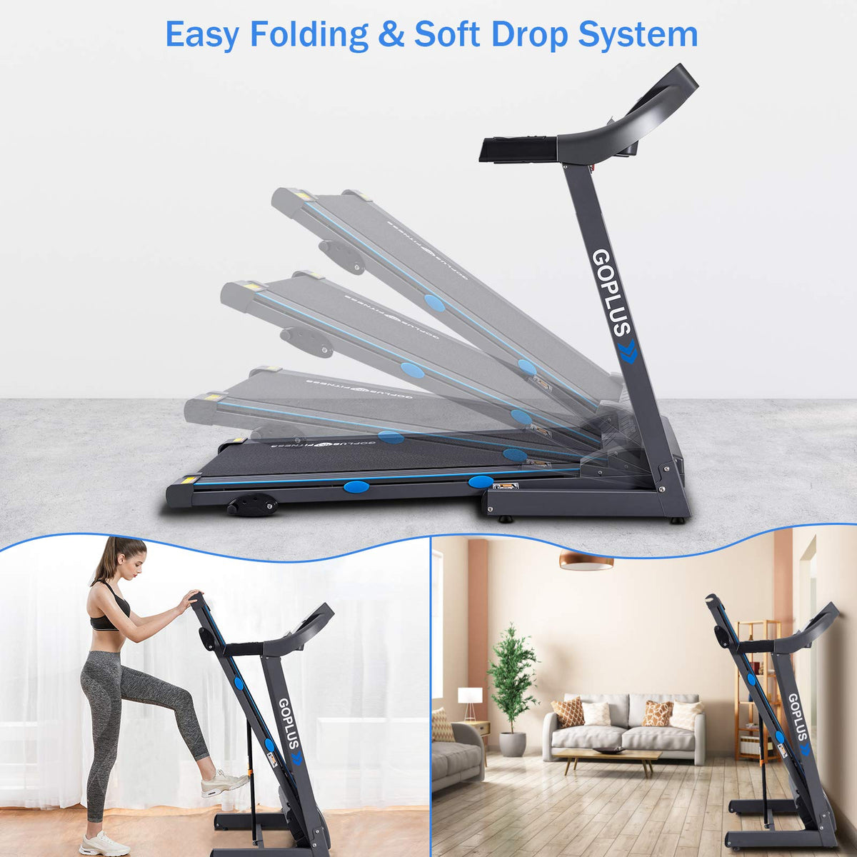 2.25HP Folding Treadmill with Incline, Superfit Electric Treadmill - Prioka