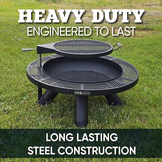 Even Embers 44 in. Round Charcoal/Wood-Burning Fire Pit with Cooking Grate