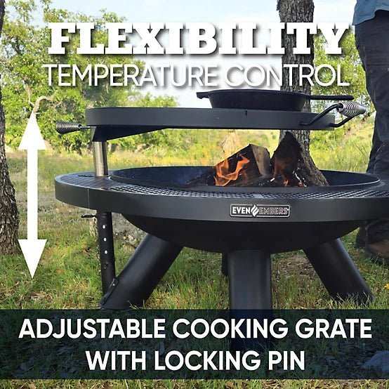 Even Embers 44 in. Round Charcoal/Wood-Burning Fire Pit with Cooking Grate