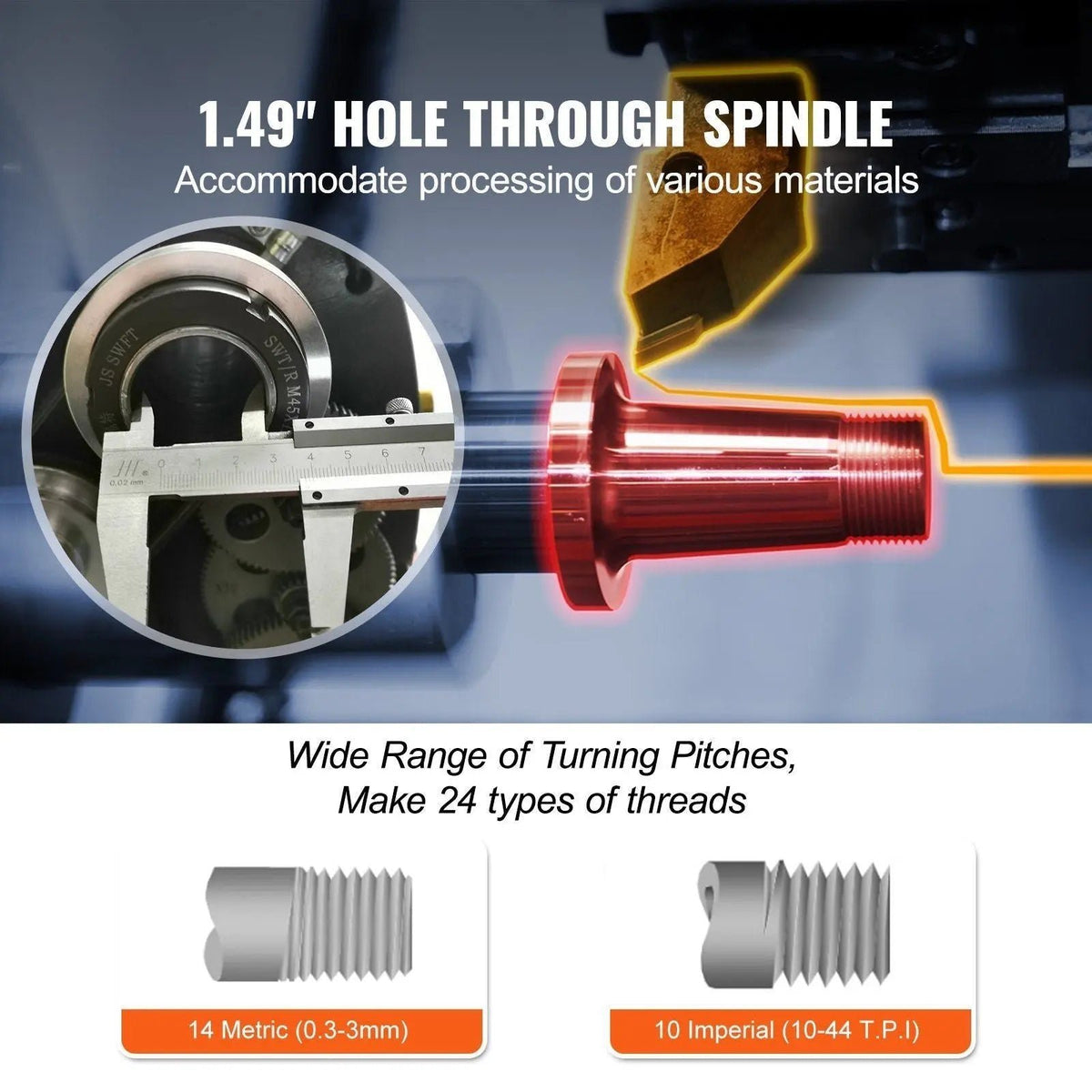 2500 RPM Metal Lathe Machine, Variable Speed Control, Durable Build, Precision Crafting Tool, DOBA-ML2500