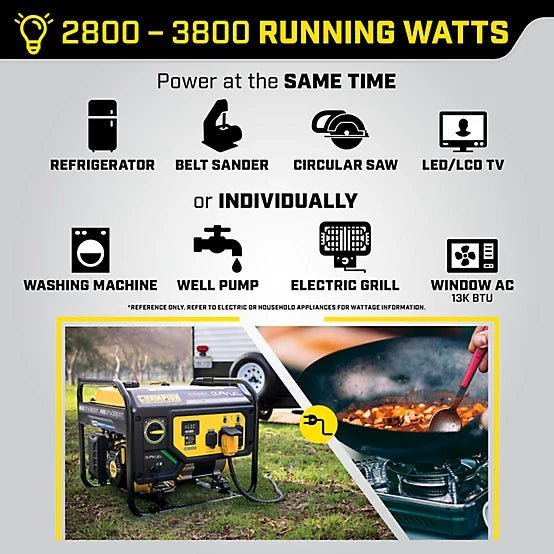 New!Champion Power Equipment 4550-Watt Dual Fuel RV Ready Portable Generator with CO Shield, 200970