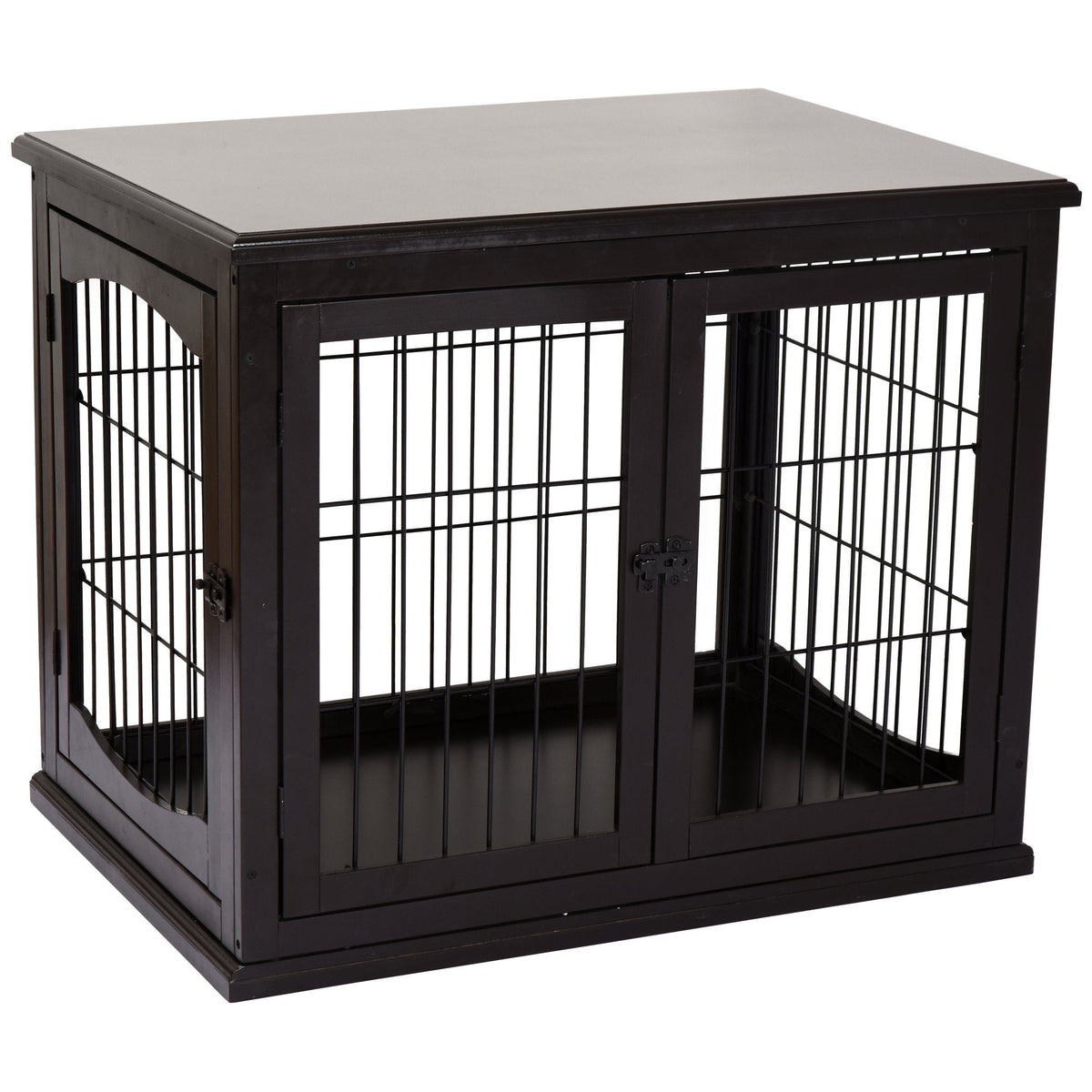 26'' Decorative Dog Cage Wooden Pet Crate Kennel with Double Door Entrance & a Simple Modern Design - Prioka