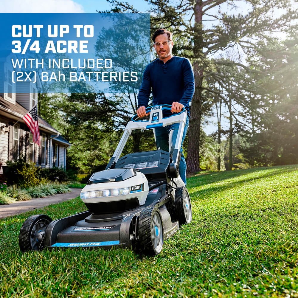 HART 40-Volt 21-inch Supercharge 3-in-1 Self-Propelled Mower Kit, (2) 6.0Ah Lithium-Ion Batteries
