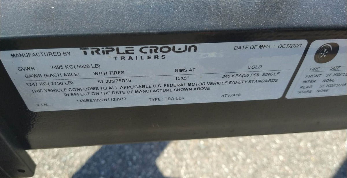 Triple Crown 7X18 Utility Trailer | Black | Rear Gate | ATV7X18
