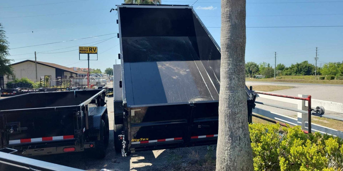 14 Foot Big Tex Heavy Duty Low Profile with Spreader Gate Black Dump Trailer (14LP-14BK6-P3)