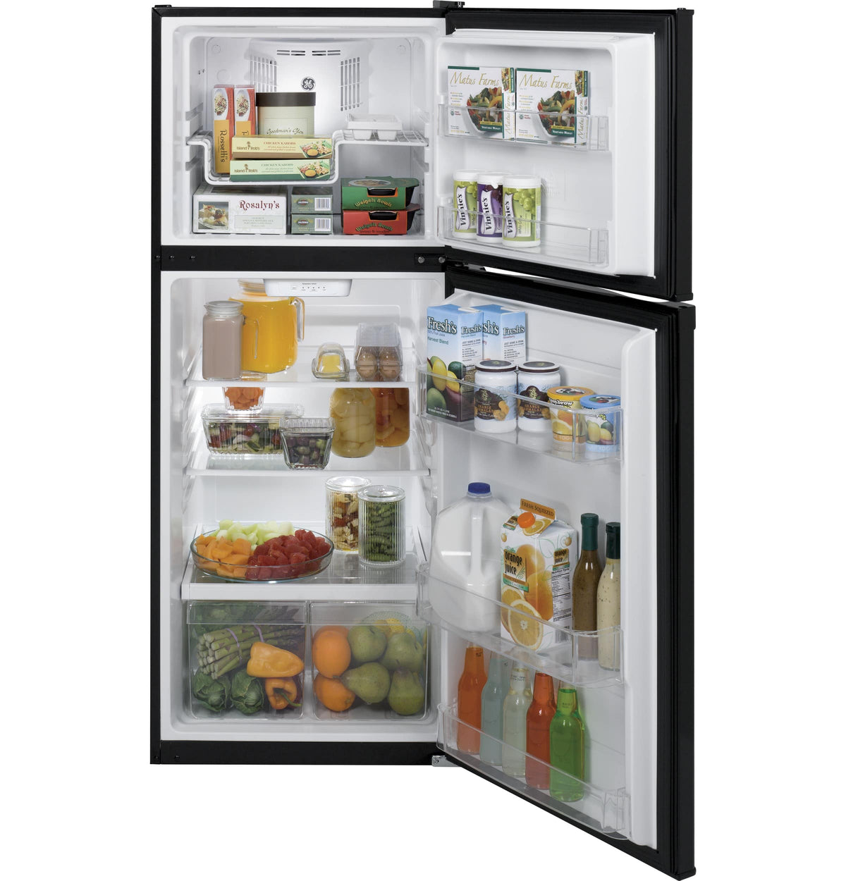 GE – 24 in. Wide 11.6 Cu. Ft. Top-Freezer Refrigerator with ENERGY STAR Certification – Black