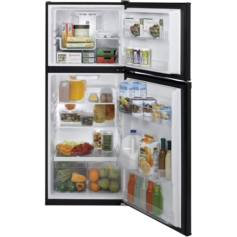 GE – 24 in. Wide 11.6 Cu. Ft. Top-Freezer Refrigerator with ENERGY STAR Certification – Black