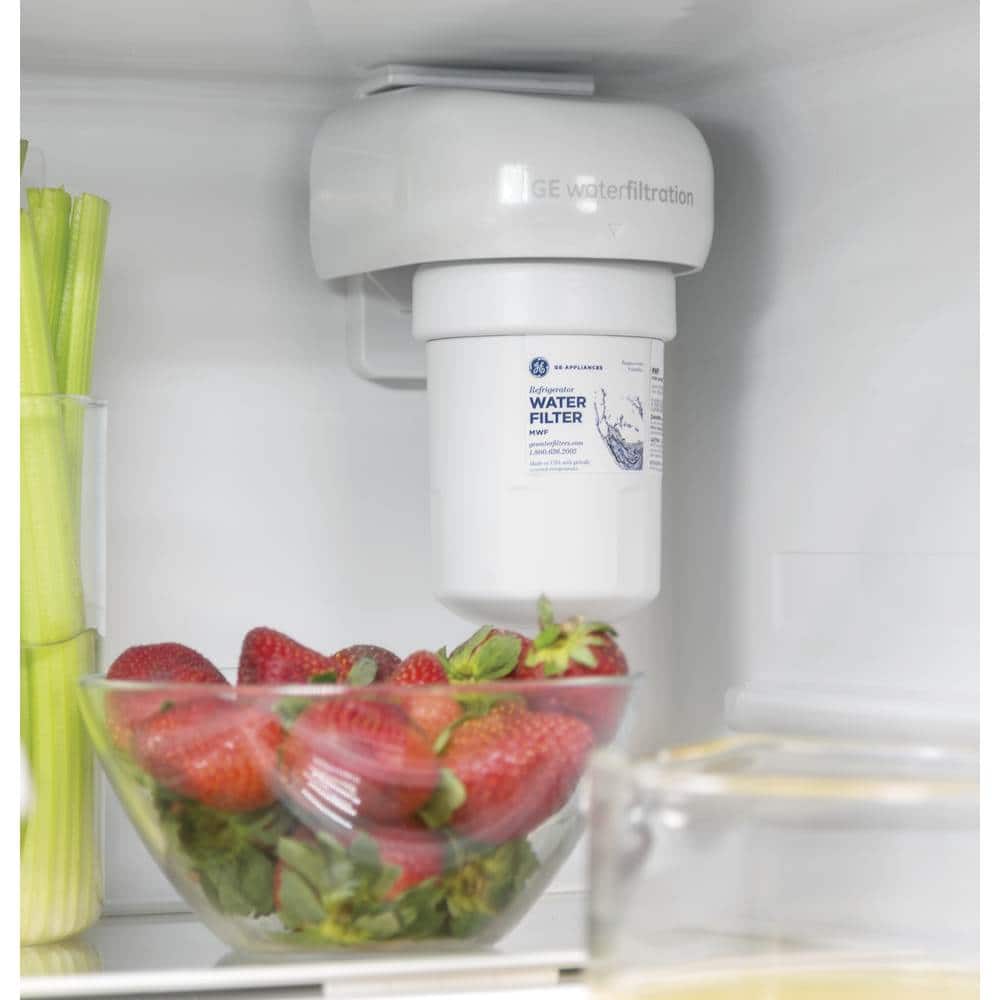 GE – 30 in. Wide 21.0 Cu. Ft. Bottom-Freezer Refrigerator with Sliding Snack Drawer – Slate