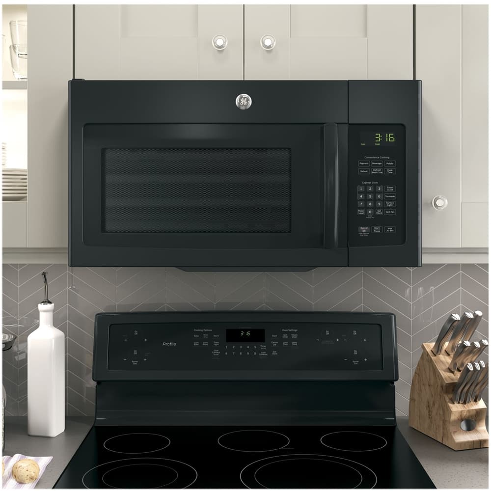 GE – 1.6 Cu. Ft. Over-the-Range Microwave with Convenience Cooking Controls – Black