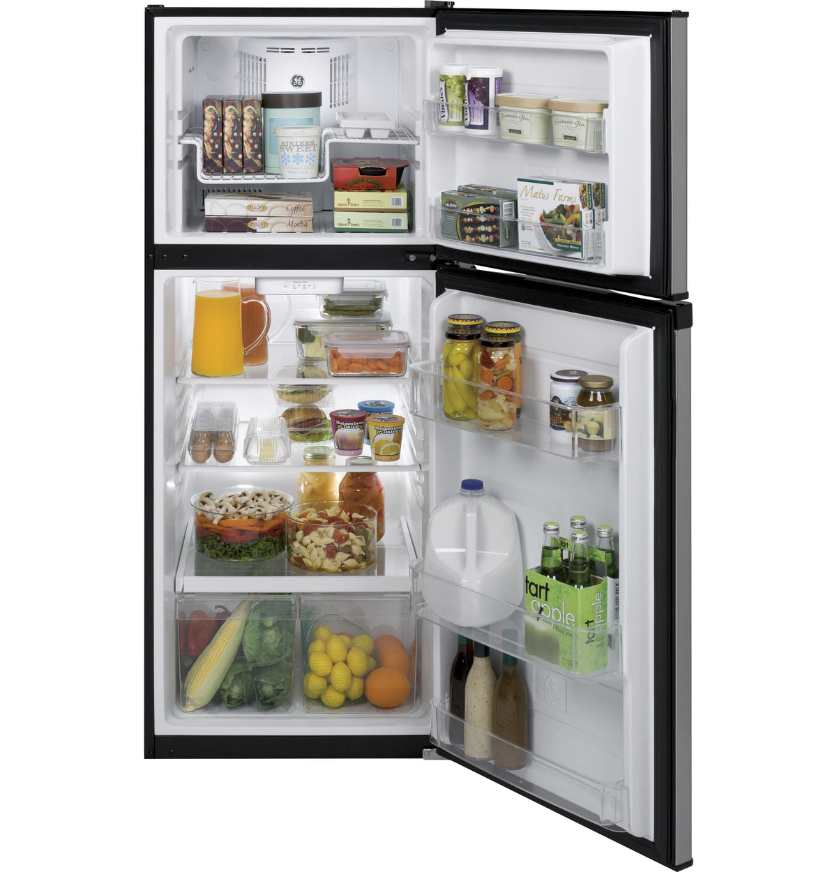 GE – 24 in. Wide 11.6 Cu. Ft. Top-Freezer Refrigerator with ENERGY STAR Certification – Stainless Steel