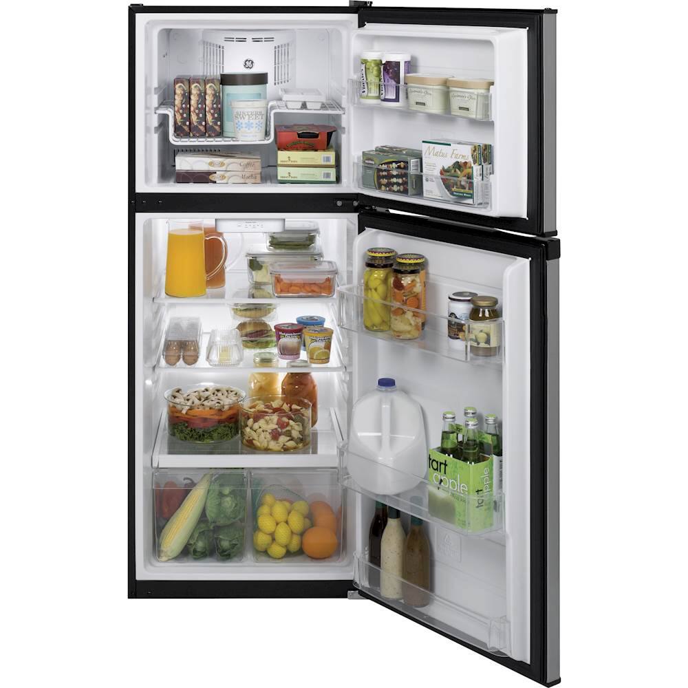 GE – 24 in. Wide 11.6 Cu. Ft. Top-Freezer Refrigerator with ENERGY STAR Certification – Stainless Steel