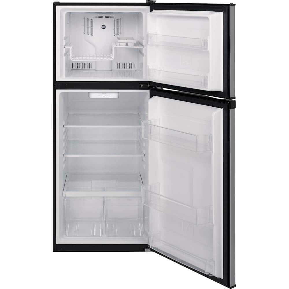 GE – 24 in. Wide 11.6 Cu. Ft. Top-Freezer Refrigerator with ENERGY STAR Certification – Stainless Steel