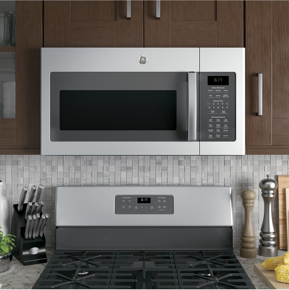 GE – 1.7 Cu. Ft. Over-the-Range Microwave with Sensor Cooking and Defrost – Stainless Steel