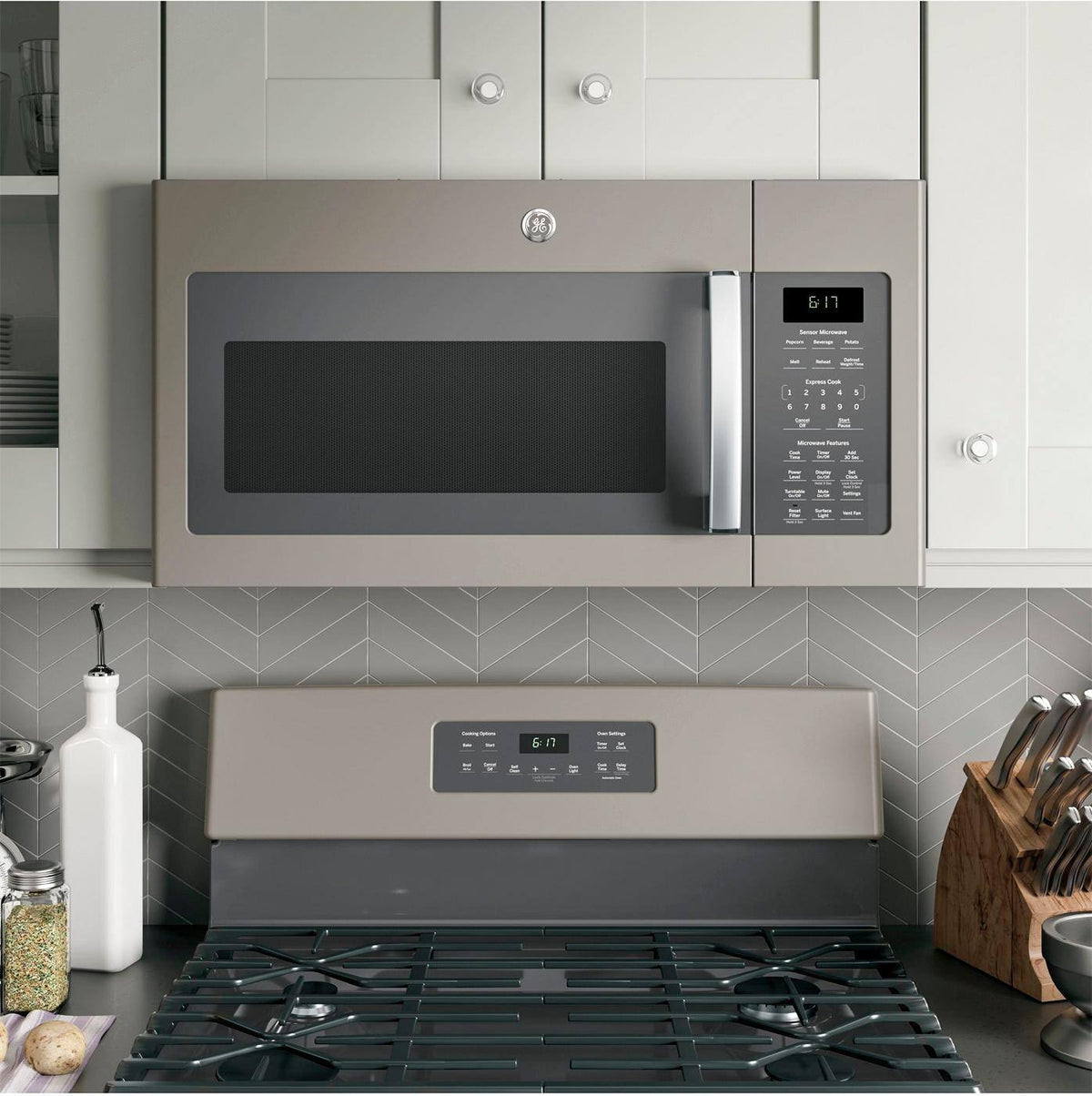 GE – 1.7 Cu. Ft. Over-the-Range Microwave with Sensor Cooking and Defrost – Slate