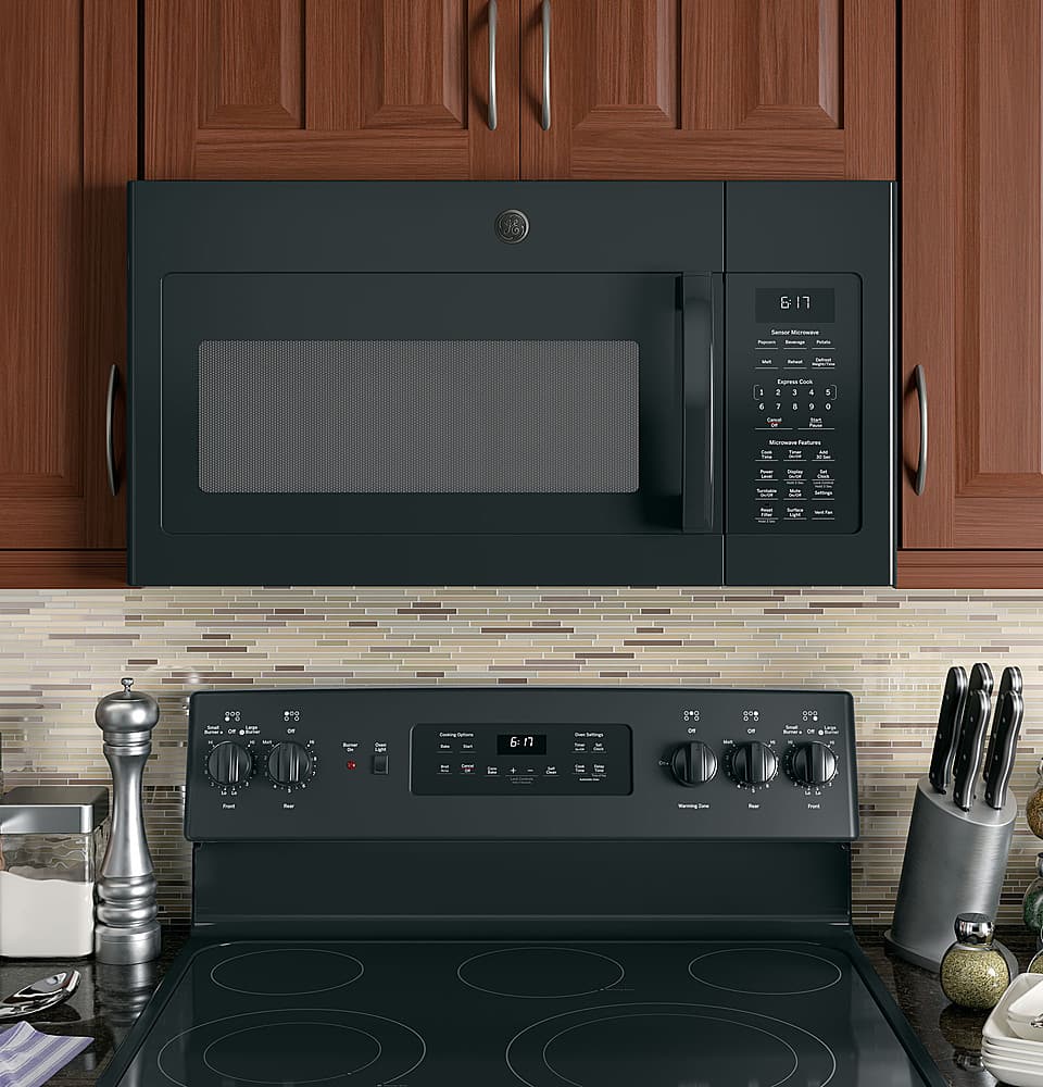 GE – 1.7 Cu. Ft. Over-the-Range Microwave with Sensor Cooking and Defrost – Black