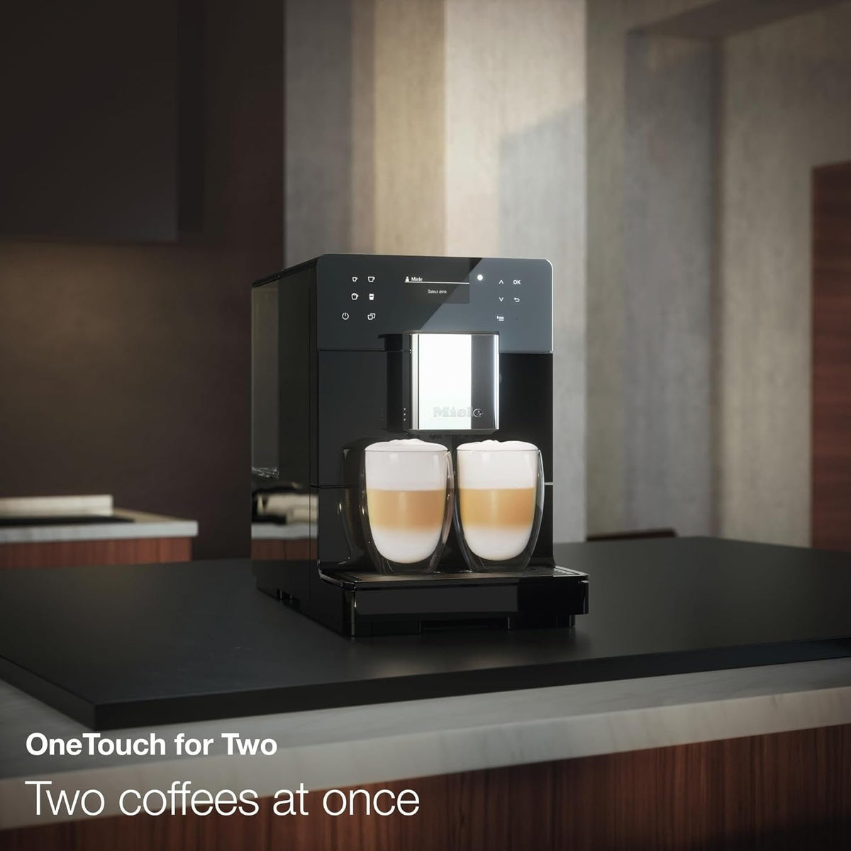 Miele CM 5310 Silence – Automatic coffee machine with OneTouch for Two, Aromatic System, coffee maker, cleaning programs and more, in obsidian black