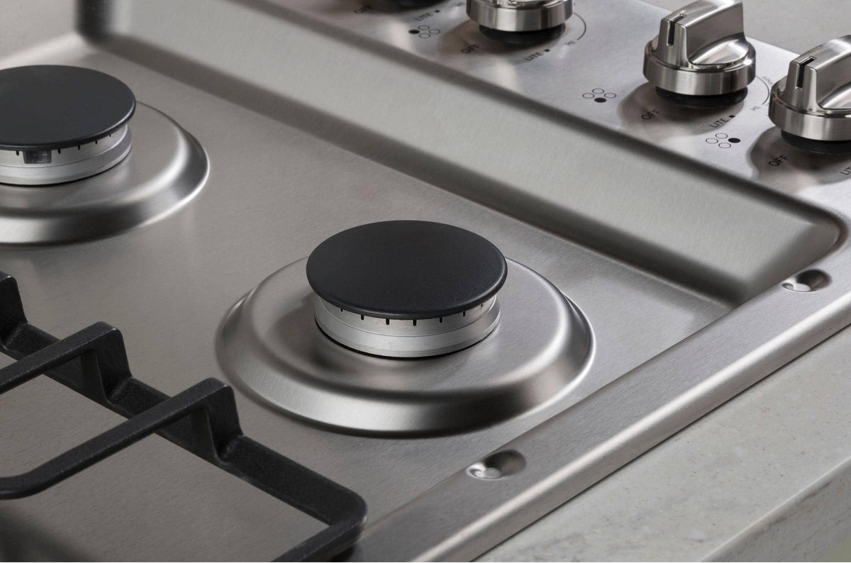 GE – 30 in. Wide 4 Burner Built-In Gas Cooktop with Dishwasher-Safe Grates – Stainless Steel
