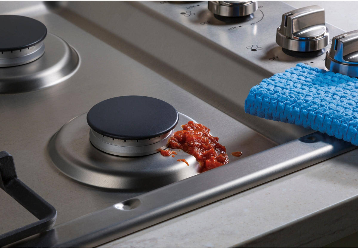 GE – 30 in. Wide 4 Burner Built-In Gas Cooktop with Dishwasher-Safe Grates – Stainless Steel