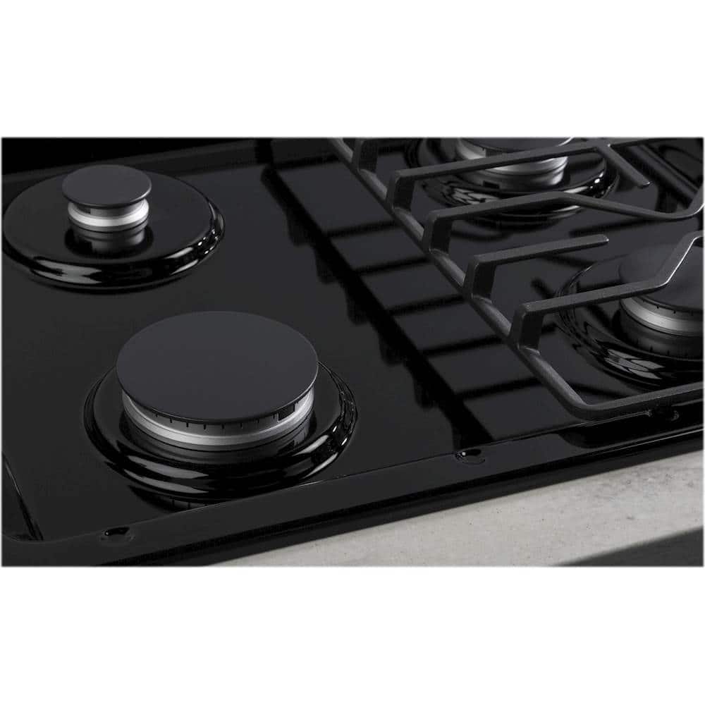 GE – 30 in. Wide 4 Burner Built-In Gas Cooktop with Dishwasher-Safe Grates – Black