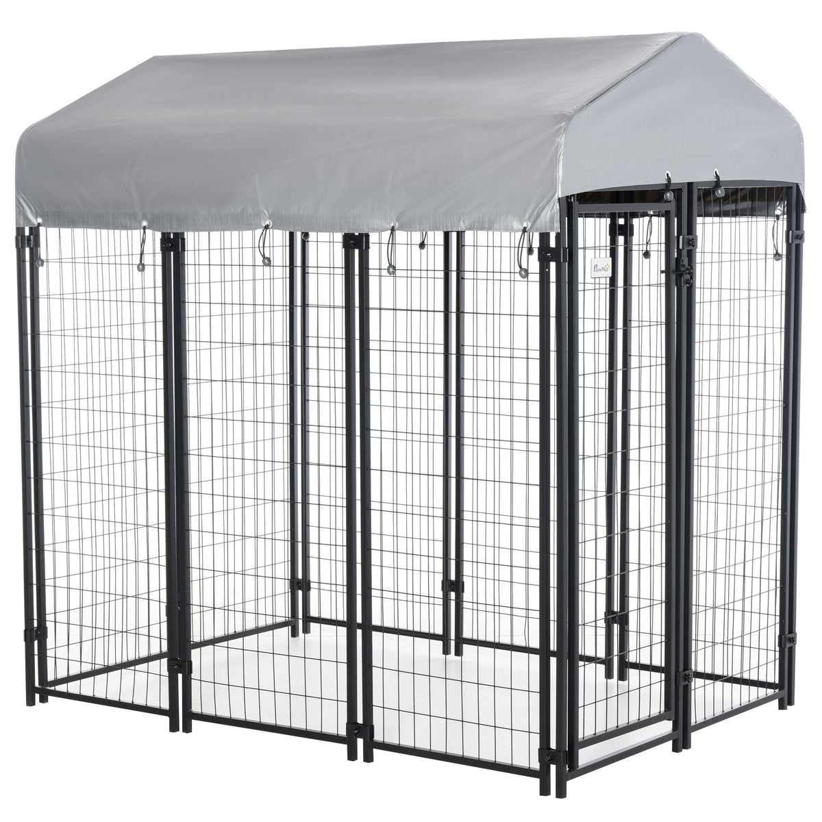 6' x 4' x 6' Large Dog Kennel Outdoor Steel Fence with UV-Resistant Oxford Cloth Roof & Secure Lock - Prioka