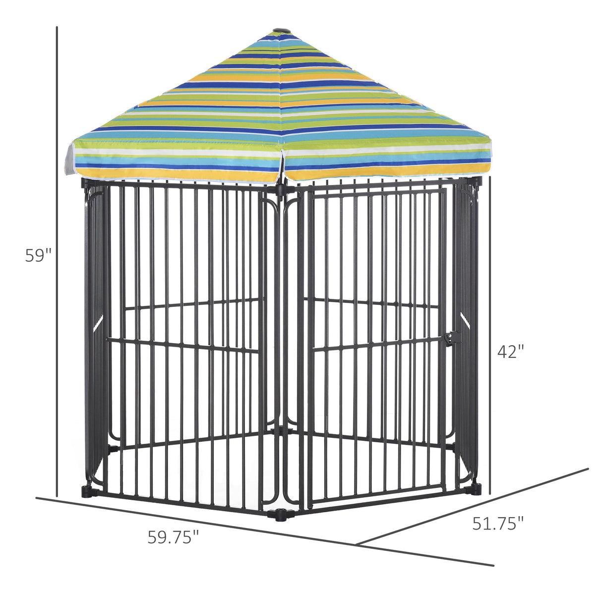 60" x 52" Heavy-Duty Outdoor Pet Cage Kennel with Weather-Resistant Polyester Roof, Locking Door, & Metal Frame - Prioka