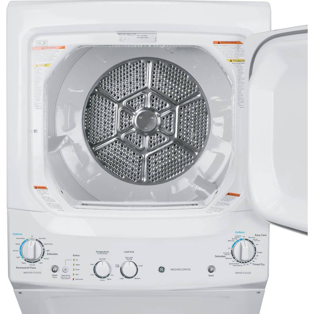GE – 3.8 Cu. Ft. Top Load Washer and 5.9 Cu. Ft. Electric Dryer Laundry Center with Long Vent Drying – White