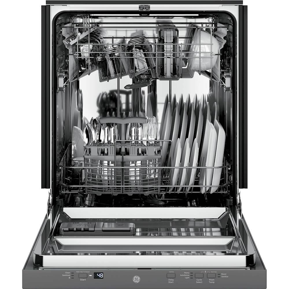 GE – 24″ Top Control Built-In Stainless Steel Tub Dishwasher with 3-Level Wash and 51 dBA – Stainless Steel