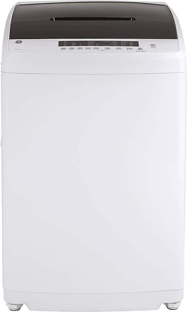 GE – 2.8 Cu. Ft. High-Efficiency Top Load Portable Washer with Stainless Steel Basket and 8 Wash Cycles – White/Black
