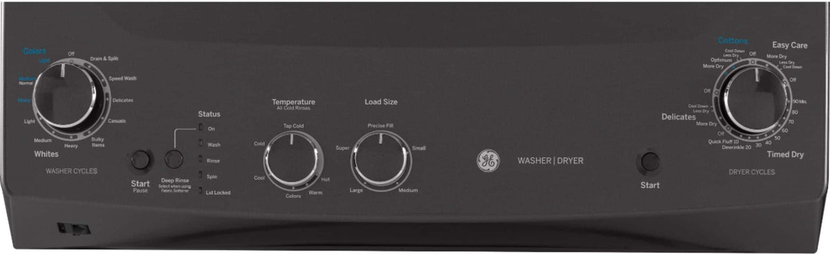 GE – 3.8 Cu. Ft. Top Load Washer and 5.9 Cu. Ft. Gas Dryer Laundry Center – Diamond Gray