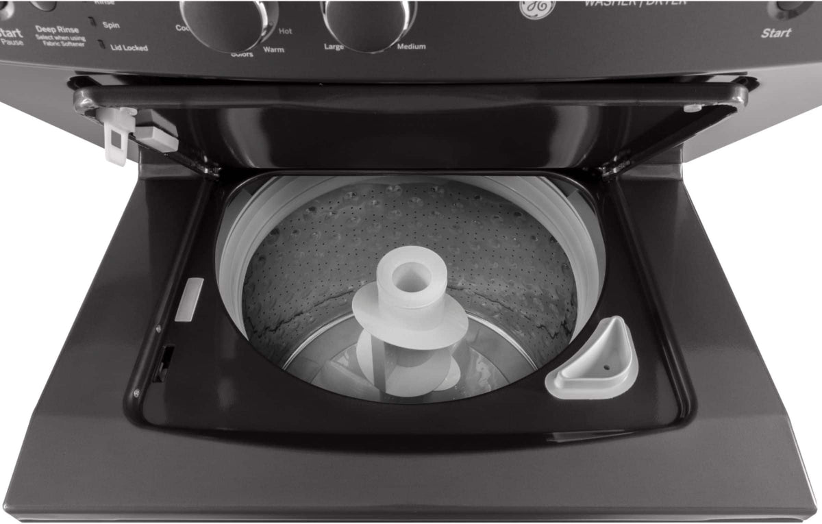 GE – 3.8 Cu. Ft. Top Load Washer and 5.9 Cu. Ft. Gas Dryer Laundry Center – Diamond Gray