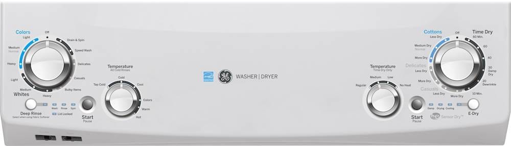 GE – 3.9 Cu. Ft. Top Load Washer and 5.9 Cu.Ft Gas Dryer Laundry Center with ENERGY STAR – White