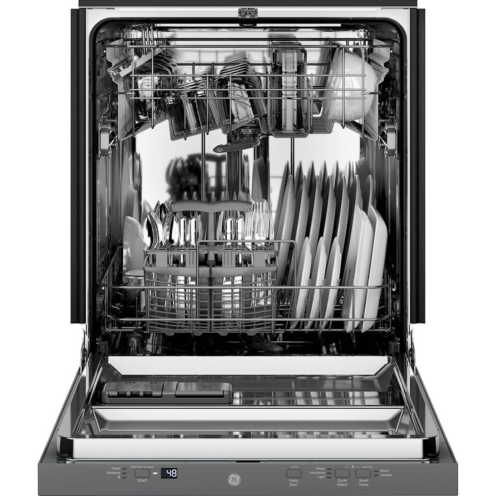 GE – 24″ Top Control Built-In Stainless Steel Tub Dishwasher with Hidden Electric Controls and 51 dBA – Stainless Steel