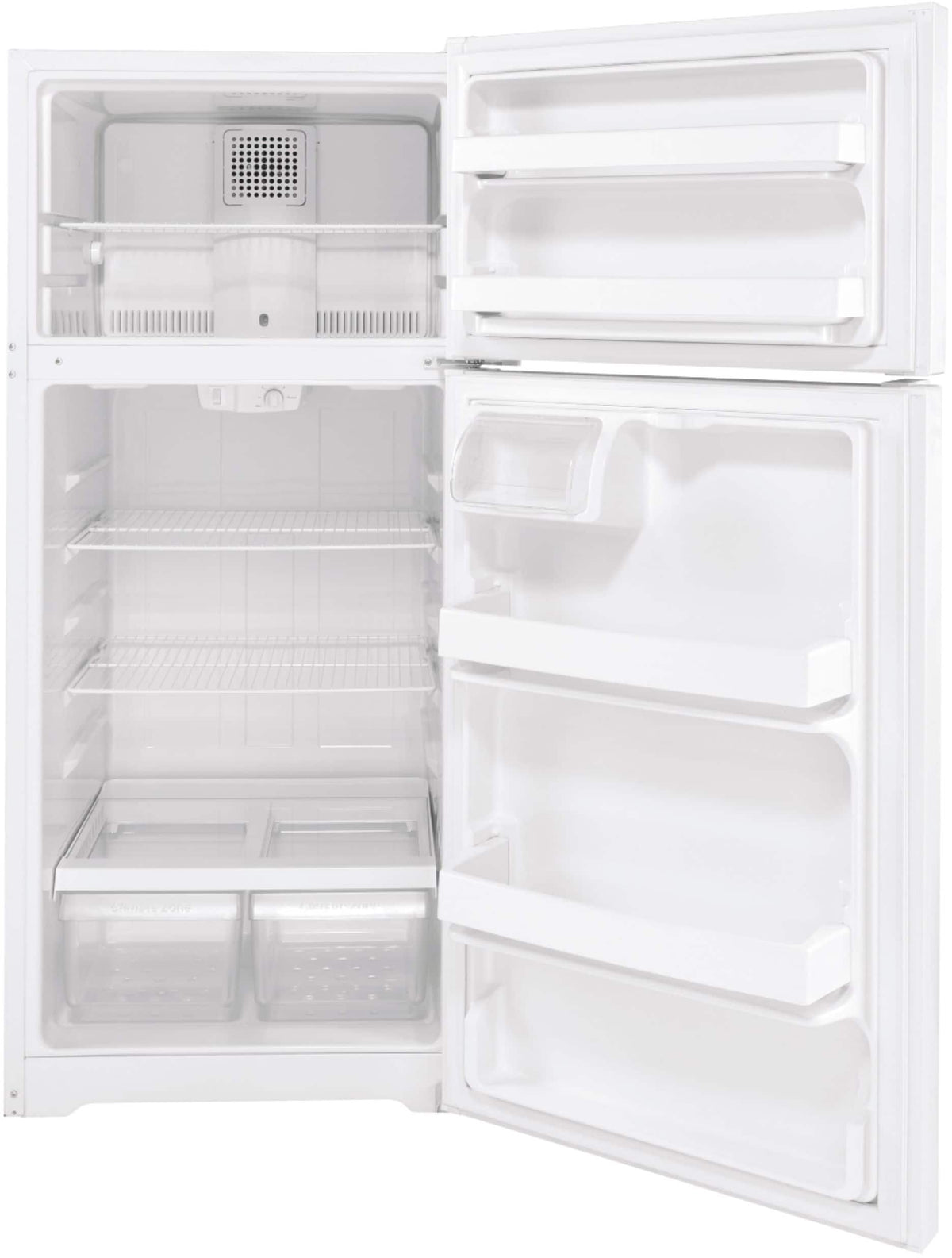GE – 28 in. Wide 16.6 Cu. Ft. Top-Freezer Refrigerator with LED Interior Lighting – White