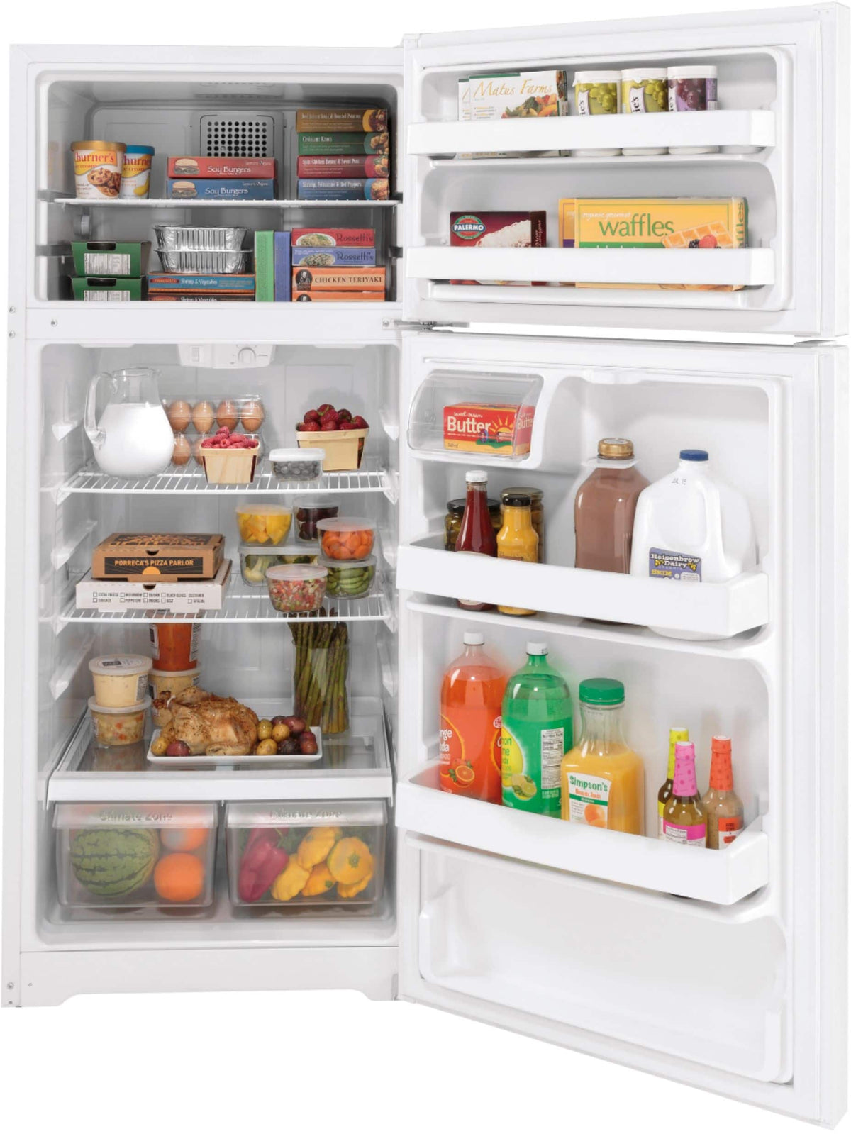 GE – 28 in. Wide 16.6 Cu. Ft. Top-Freezer Refrigerator with LED Interior Lighting – White