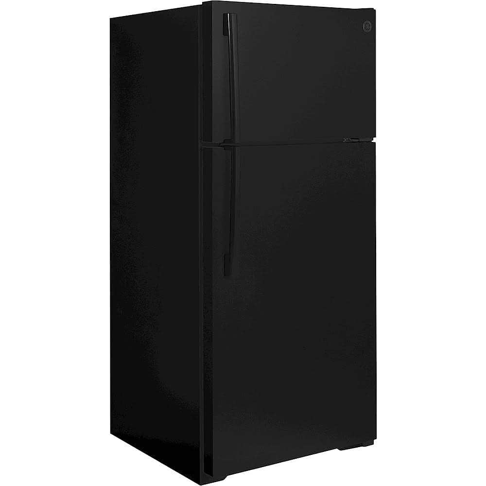 GE – 28 in. Wide 16.6 Cu. Ft. Top-Freezer Refrigerator with Interior LED Lighting – Black