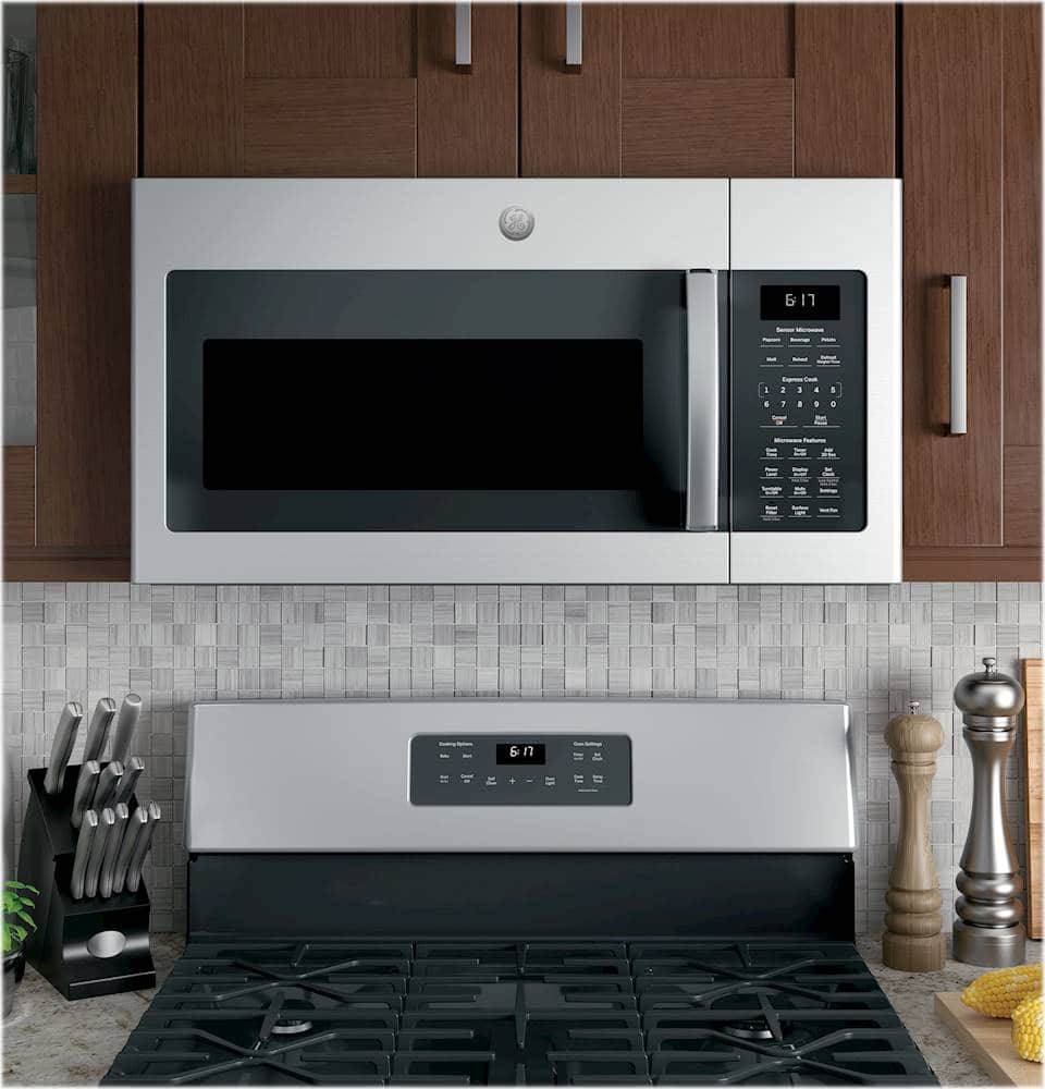 GE – 1.7 Cu. Ft. Over-the-Range Microwave with Sensor Cooking and Defrost – Stainless Steel