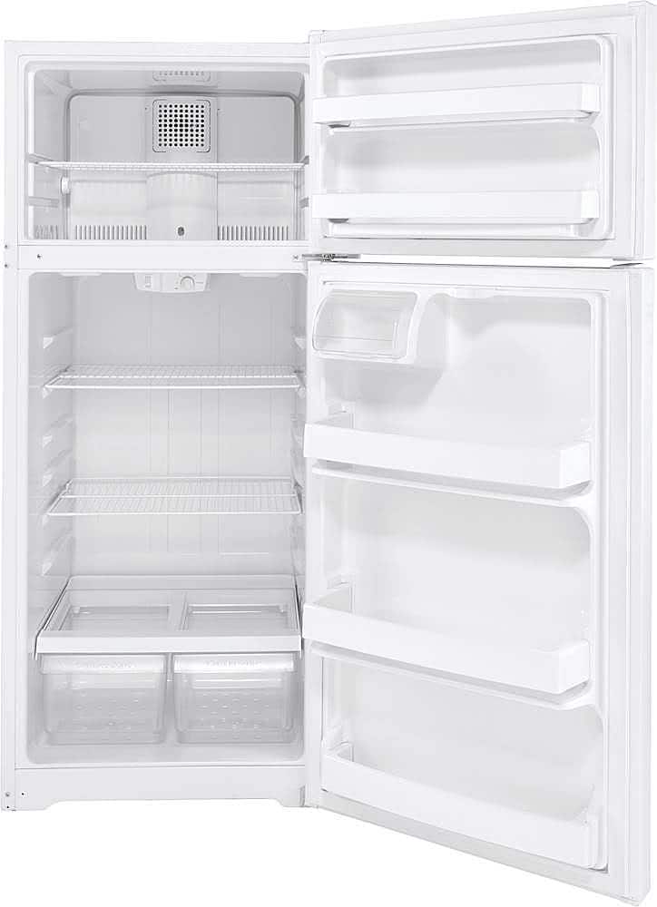 GE – 28 in. Wide 17.5 Cu. Ft. Top-Freezer Refrigerator with LED Interior Lighting – White