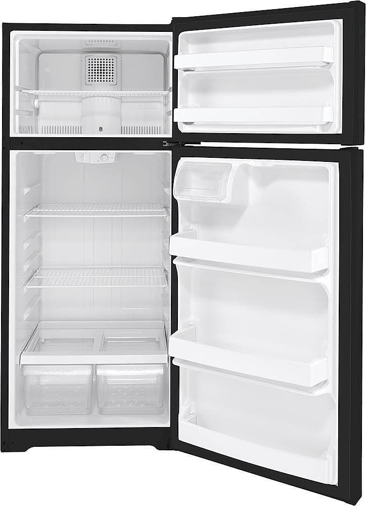 GE – 28 in. Wide 17.5 Cu. Ft. Top-Freezer Refrigerator with LED Interior Lighting – Black