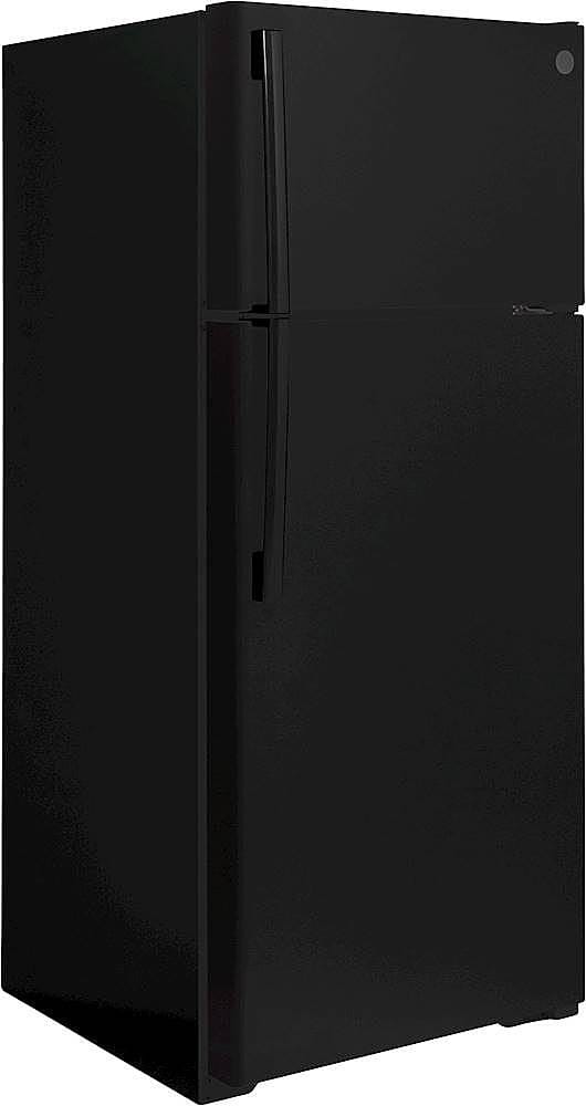 GE – 28 in. Wide 17.5 Cu. Ft. Top-Freezer Refrigerator with Interior LED Lighting – Black