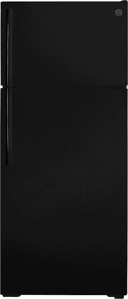 GE – 28 in. Wide 17.5 Cu. Ft. Top-Freezer Refrigerator with Interior LED Lighting – Black